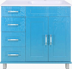 Misty Мебель для ванной Купер 90 R 4 ящика голубая – фотография-2